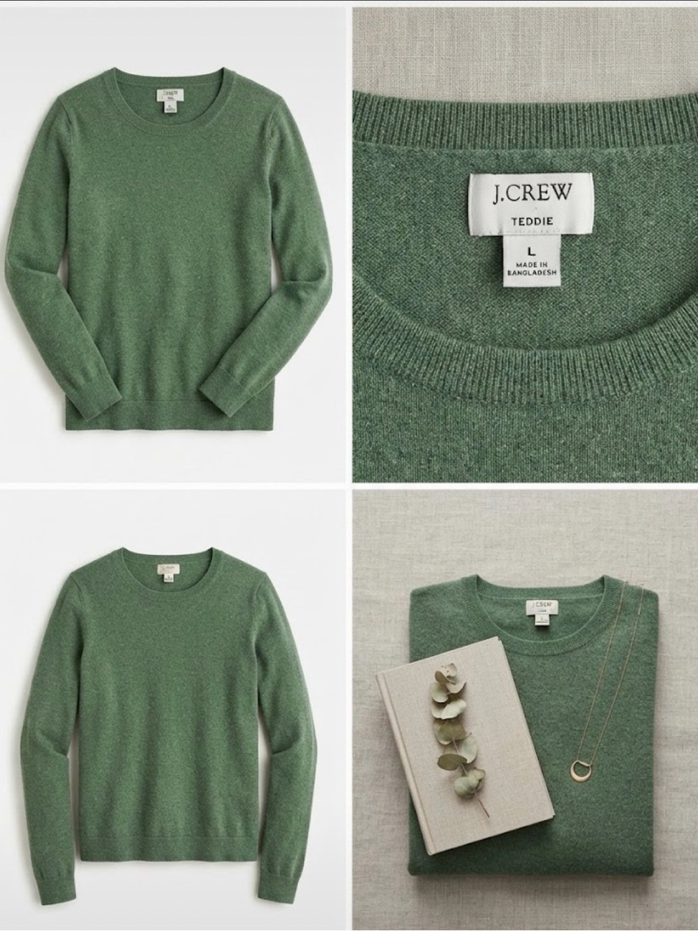 J. Crew Forest Green Crewneck Long Sleeve Sweater